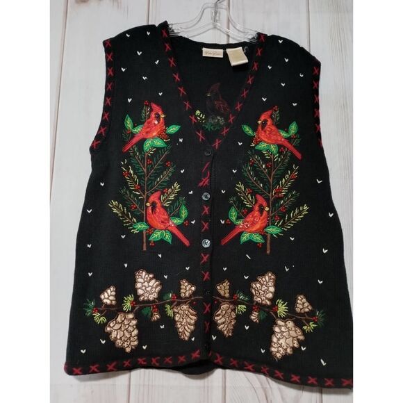 Bobbie Brooks Sweater Ladies‎ Large Cardinal Christmas - Picture 1 of 7